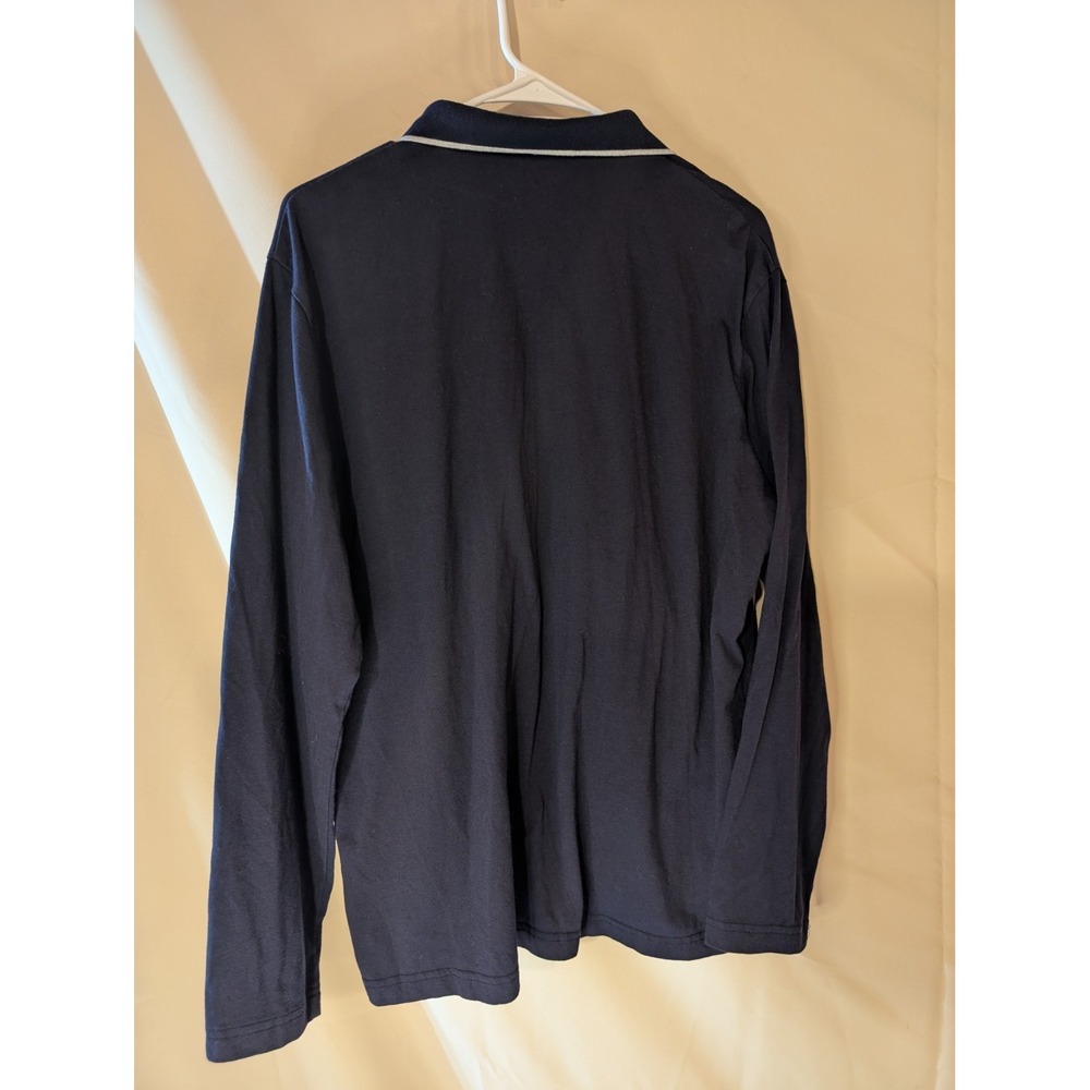COOFANDY Men's Navy Long Sleeve Lounge Shirt Size L Contrast Trim Pocket‎ - Picture 4 of 4
